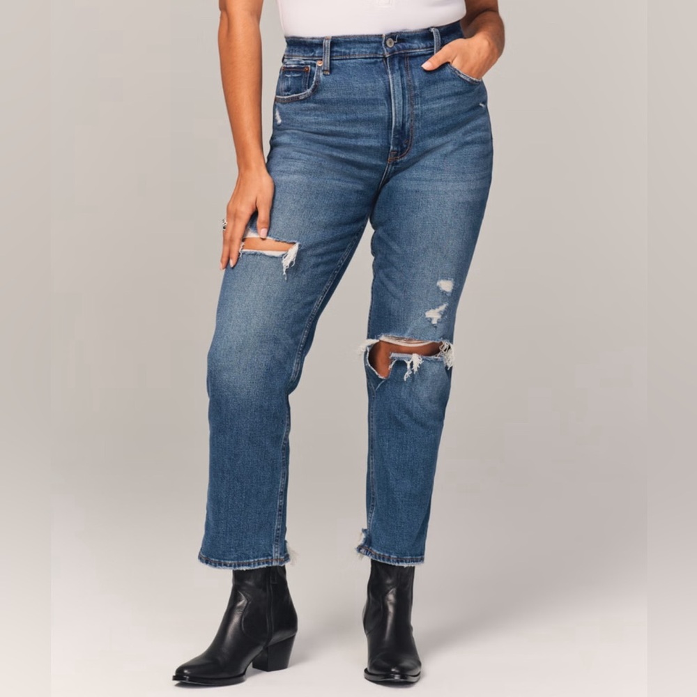 Abercrombie & Fitch 90s Straight Ultra High Rise Jean Distressed Size 30/10s - Picture 1 of 9